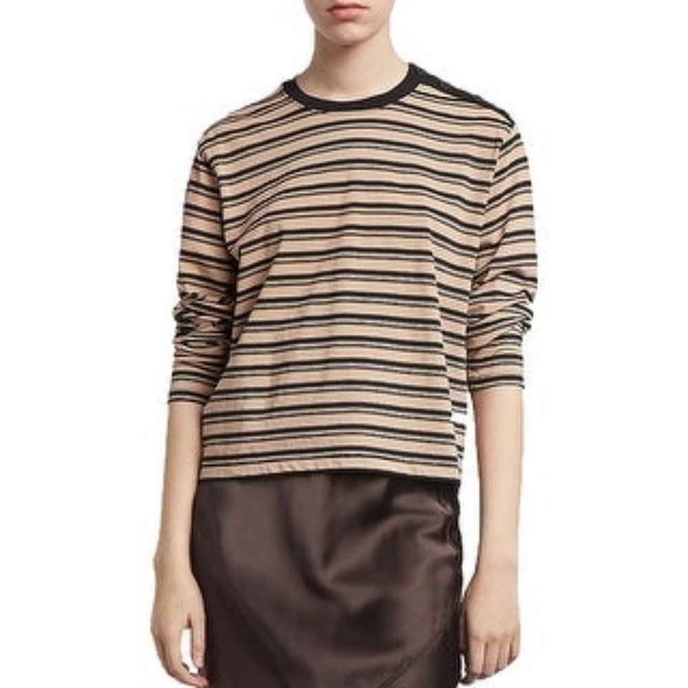 ATM WOMENS SHOULDER BUTTONS STRIPED TOP S